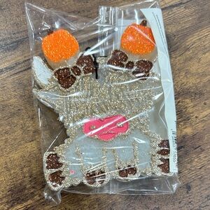 Glittery Highlander cow with Orange pumpkins